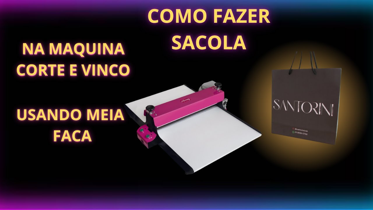 Como  fazer sacola de papel na máquina de corte e vinco com meia faca #maquinadecorteevinco #sacola