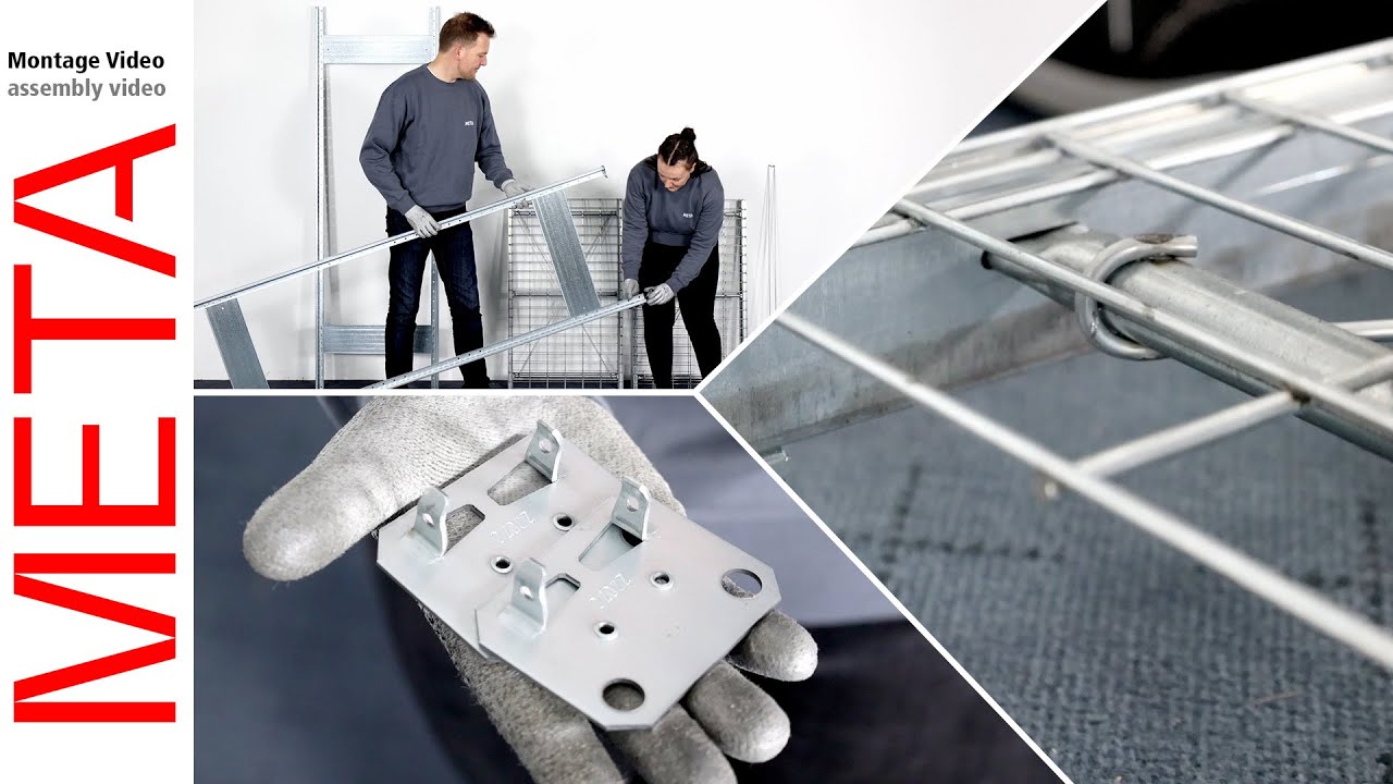 Montage/Assembly: META CLIP Drahtgitterfachbodenregal/Wire mesh shelving