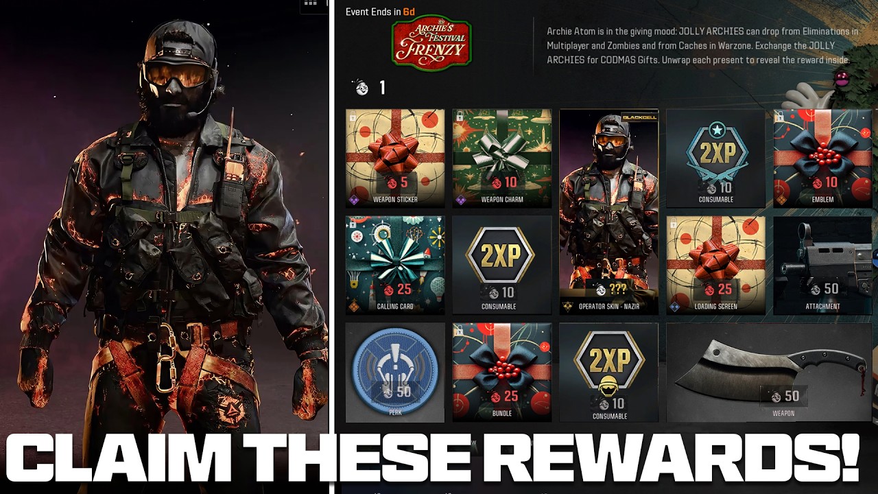 CLAIM 13 FREE REWARDS in Black Ops 6 (FREE Operator, Sniper, & MORE!) - Archies Festive Frenzy Event