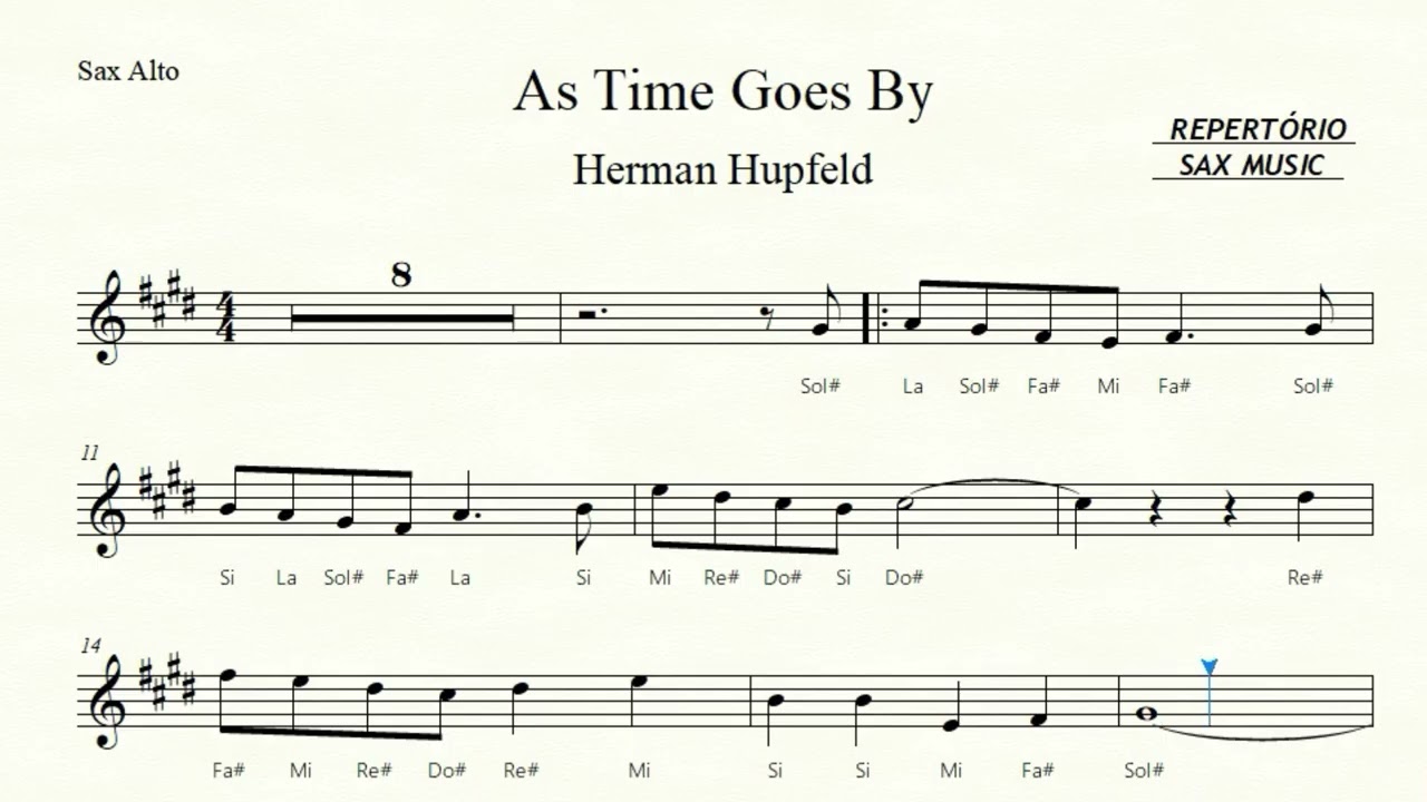 🎼AS Time Goes By ( Herman Hupfeld ) Sax Alto e Sax Barítono - Partitura Fácilitada + Playback