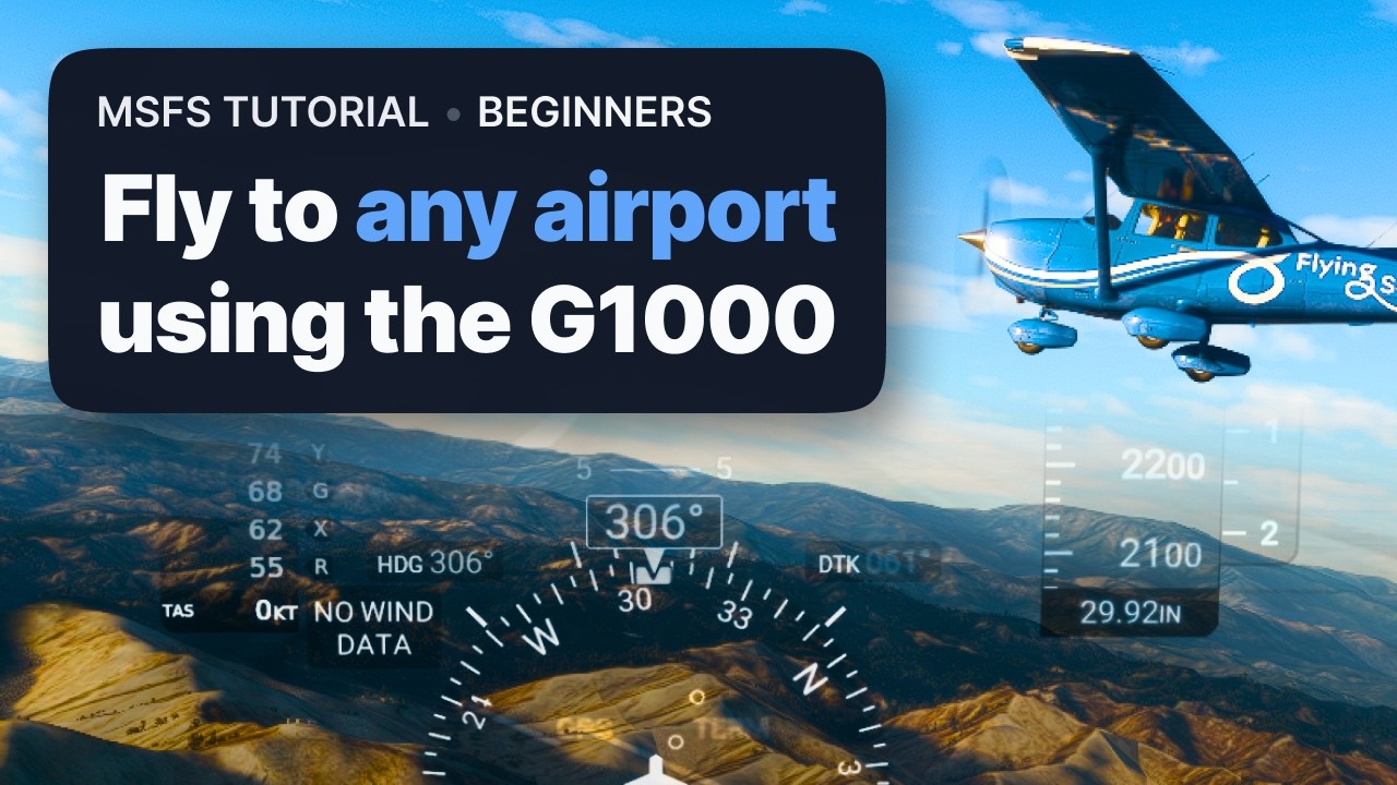 MSFS: Полет в любой аэропорт с использованием G1000 NXi и визуальных заходов на посадку / Microso...