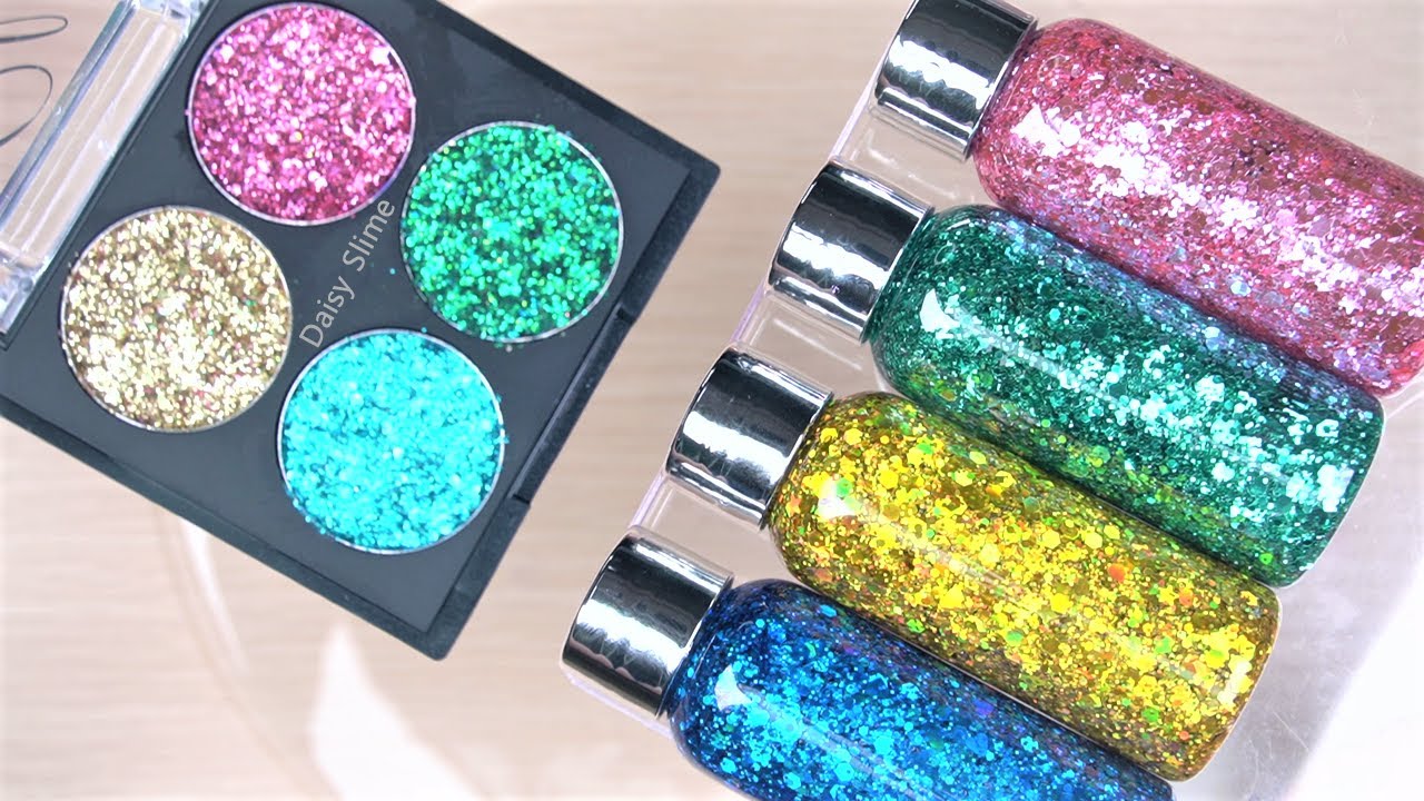 #ASMR Slime coloring with lipstick, eyeshadow, Makeup into clear slime #satisfying #lipstickslime