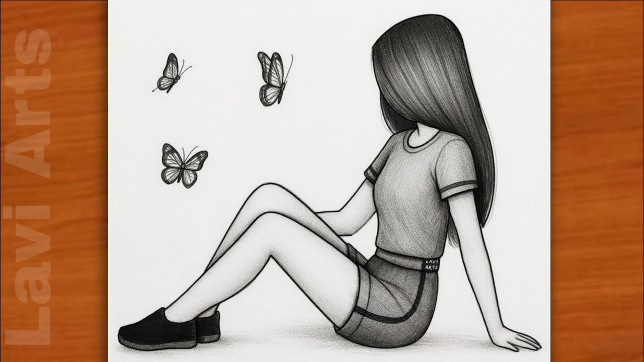 Beautiful Girl Drawing with Butterflies | Easy Pencil Sketch Tutorial | Drawing | Pencil Sketch 