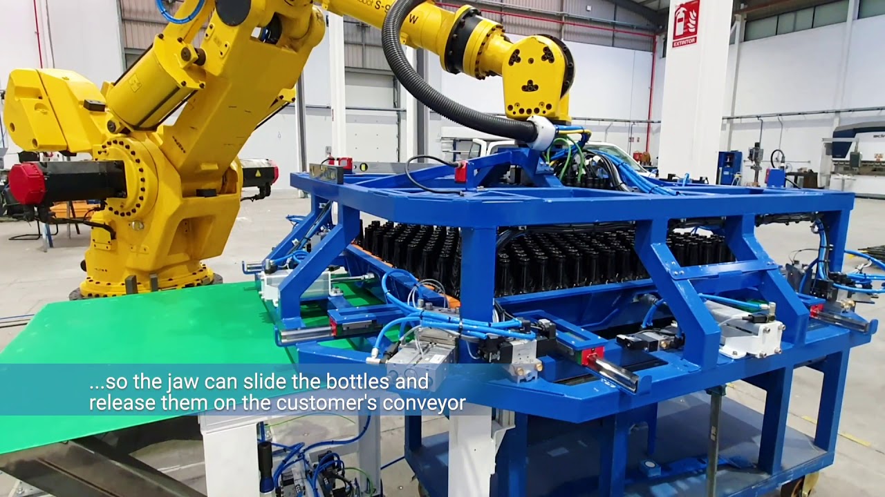 Bottle depalletising robot