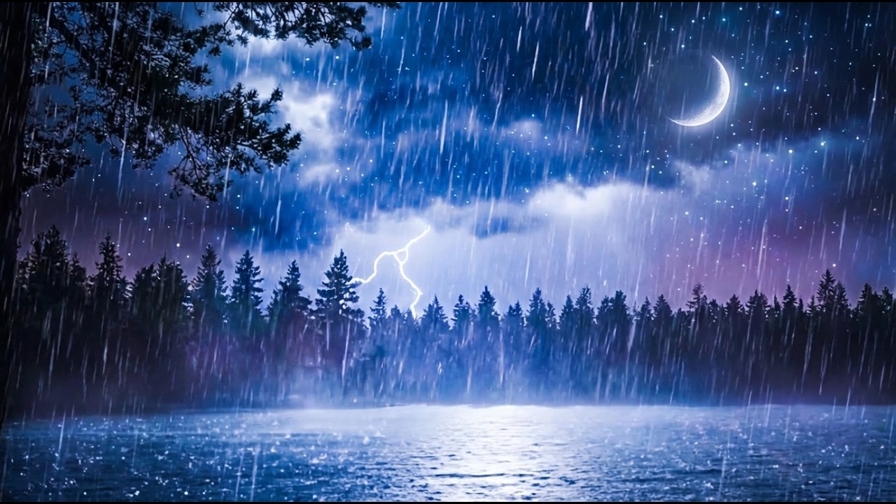 Intense Thunderstorm over Lake ⛈️🌊 | 10 Hours of Heavy Rain & Thunder for Sleep & Study