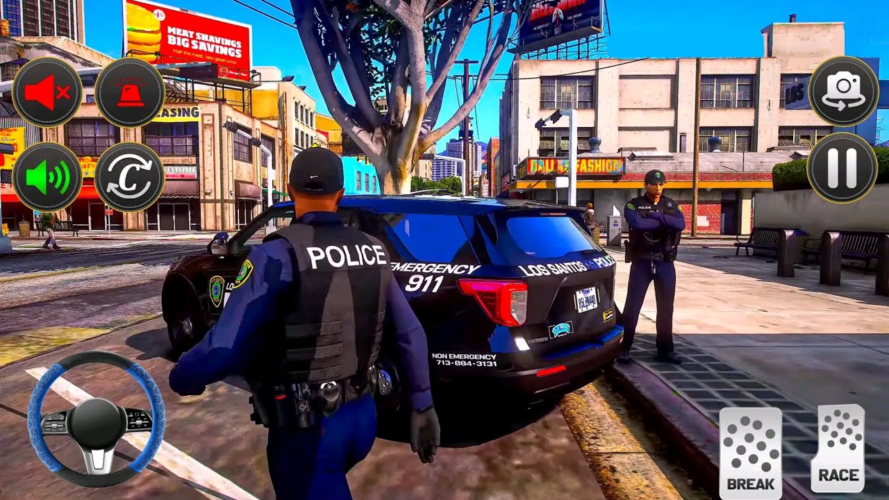 Drive police cars, catch criminals, protect the city-Car Chase Game City Police