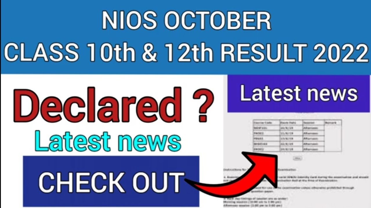 NIOS October Result 2022 | How To Check NIOS Class 10th & 12th October Result 2022