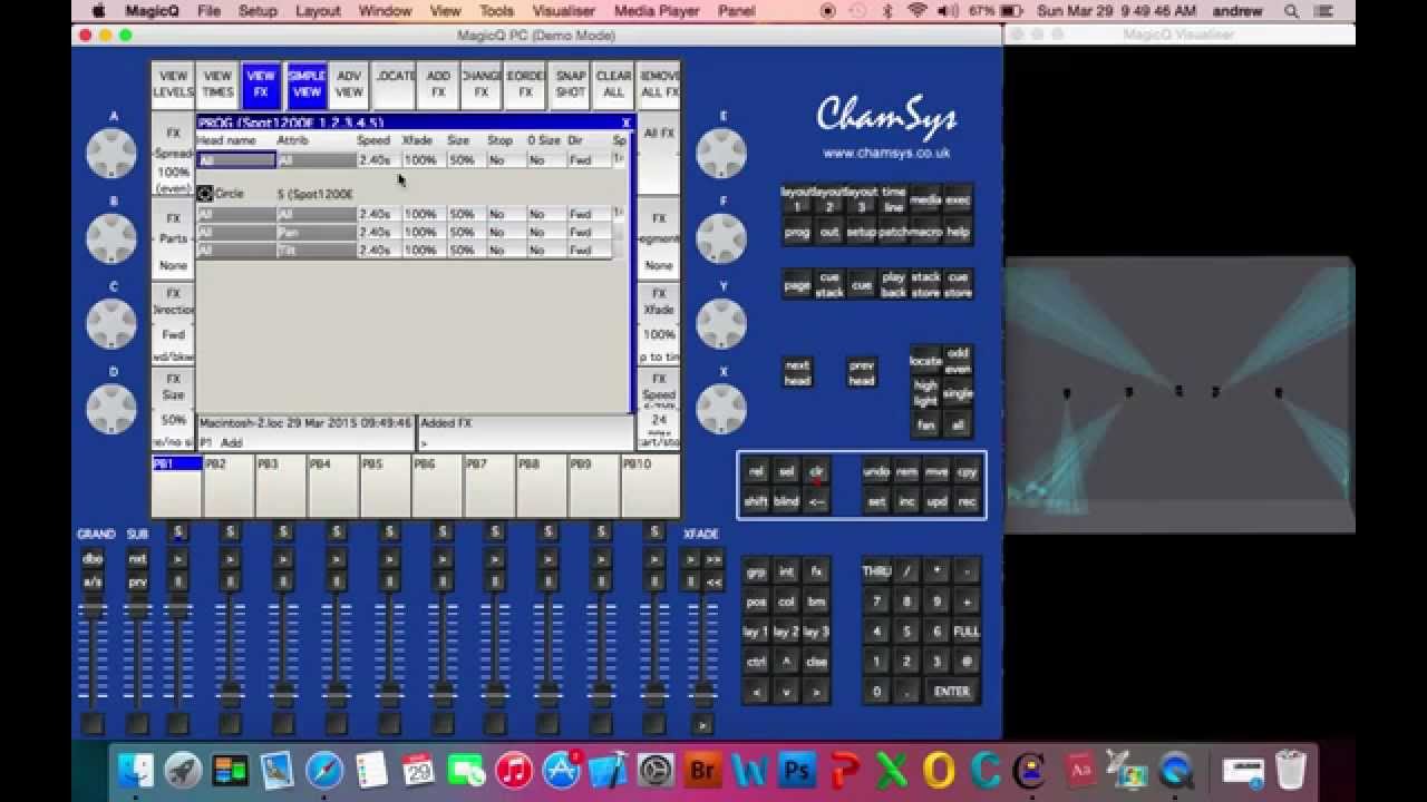 Chamsys Magic Q: adding and controlling fixtures in the visualizer