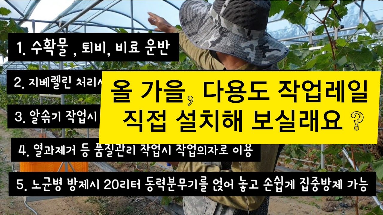 샤인머스켓 포도밭에 다용도 작업레일 손수 설치해보세요 ~