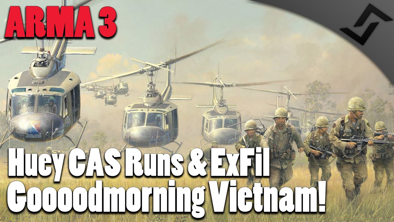 ARMA 3 - Vietnam War - Huey CAS Runs & Huey ExFil - Unsung Vietnam War ARMA 3 Mod Gameplay