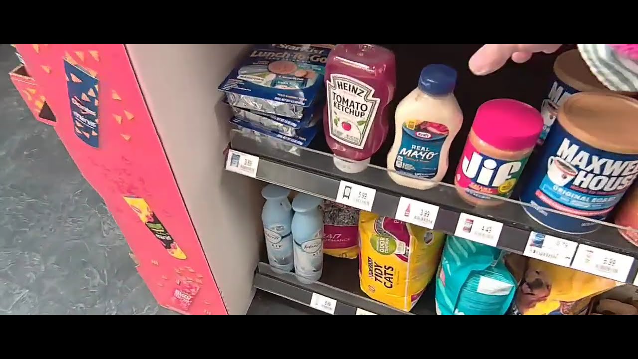 A  stopped at a gas station's convenience store.