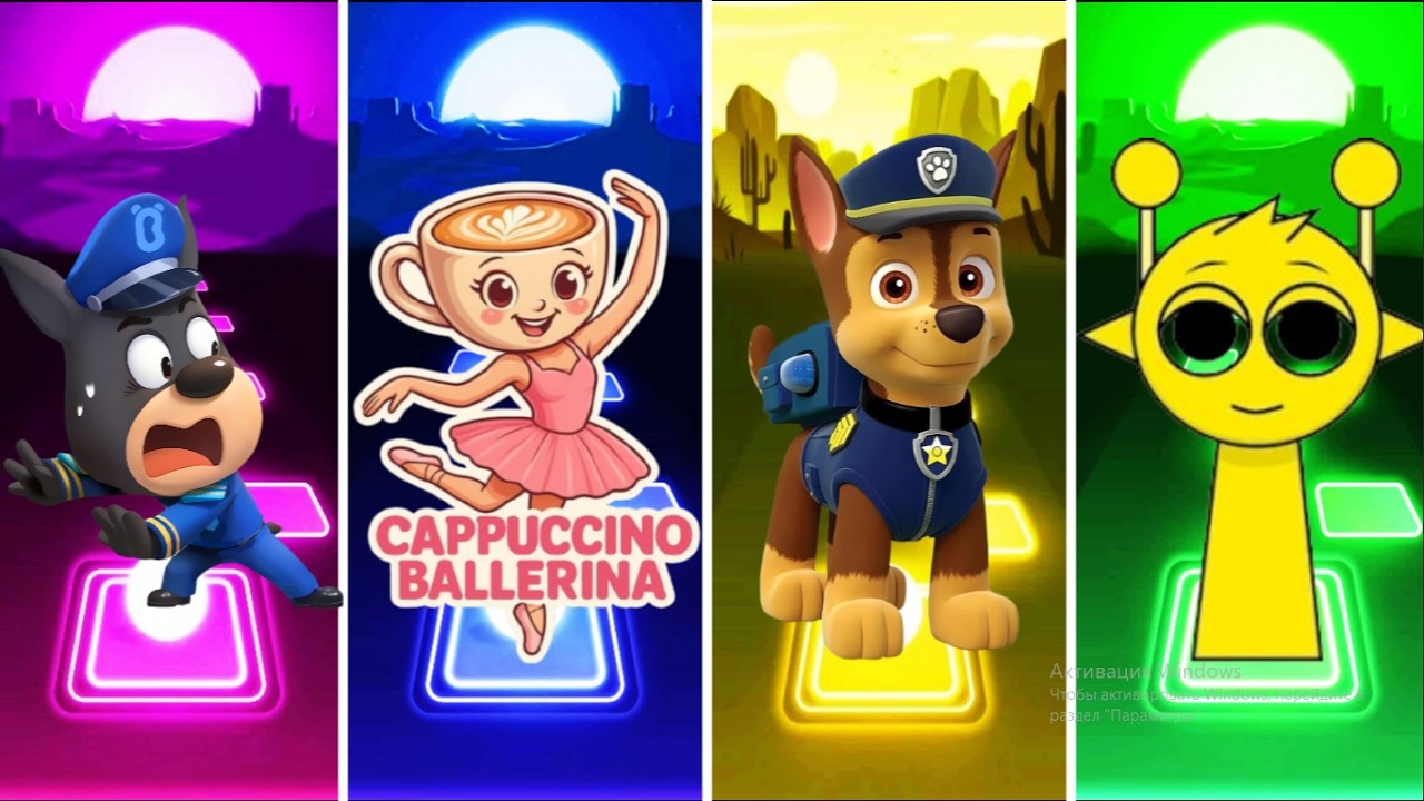SHERIFF LABRADOR 🆚 BRAINROT BALLERINO COPPUCCINO 🆚 PAW PATROL RYDER 🆚 INCREDIBOX SPRUNKI | Tiles Hop