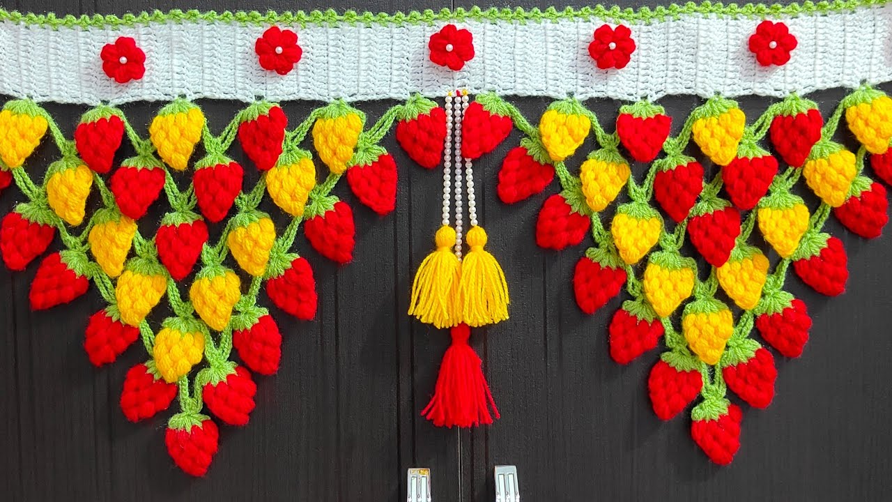 Wow 💫 Beautiful 🍓Toran Design 2025 🥰 Door Hanging Toran Step by Step Tutorial #crochet #bandhanwar 