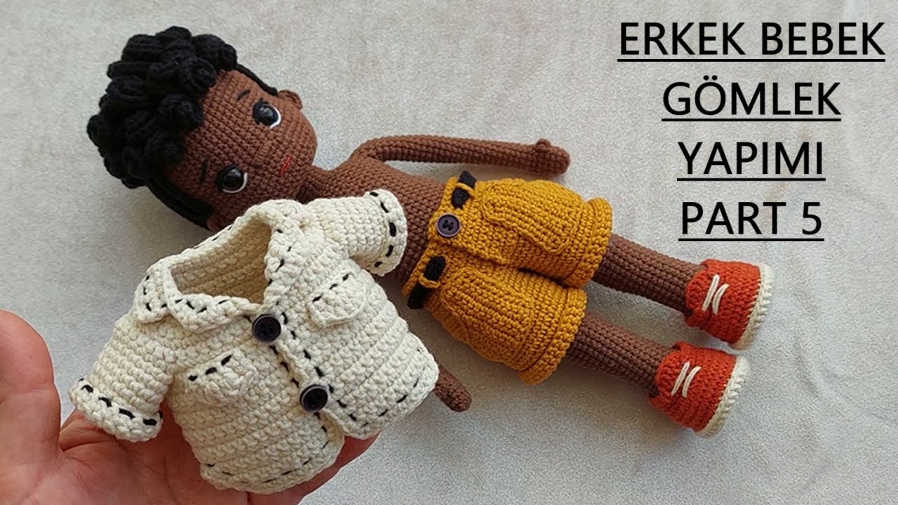 Siyahi  ERKEK Bebek GÖMLEK yapımı PART 5 (English subtitle) (crochet amigurumi doll tutorial)