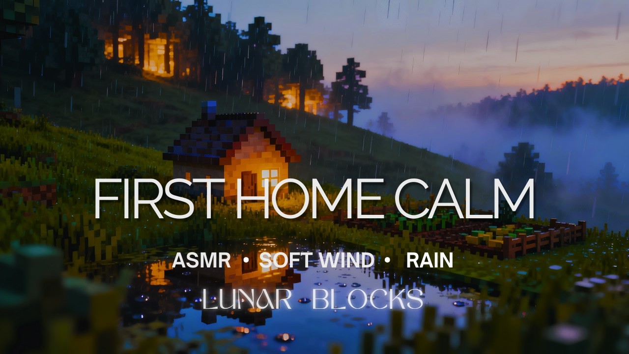 Minecraft Dusk by the First Home — Quiet Farm (ASMR, 30 min)