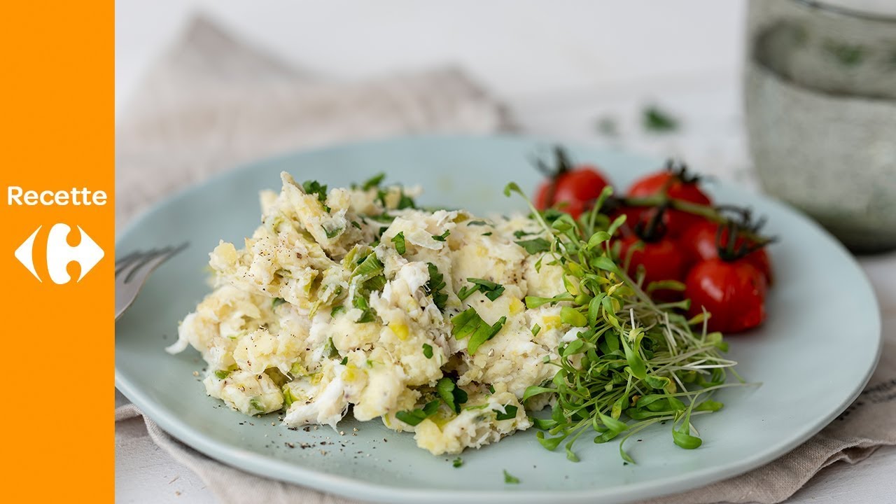 Brandade d'aiglefin aux poireaux et tomates cerises grill&eacute;es