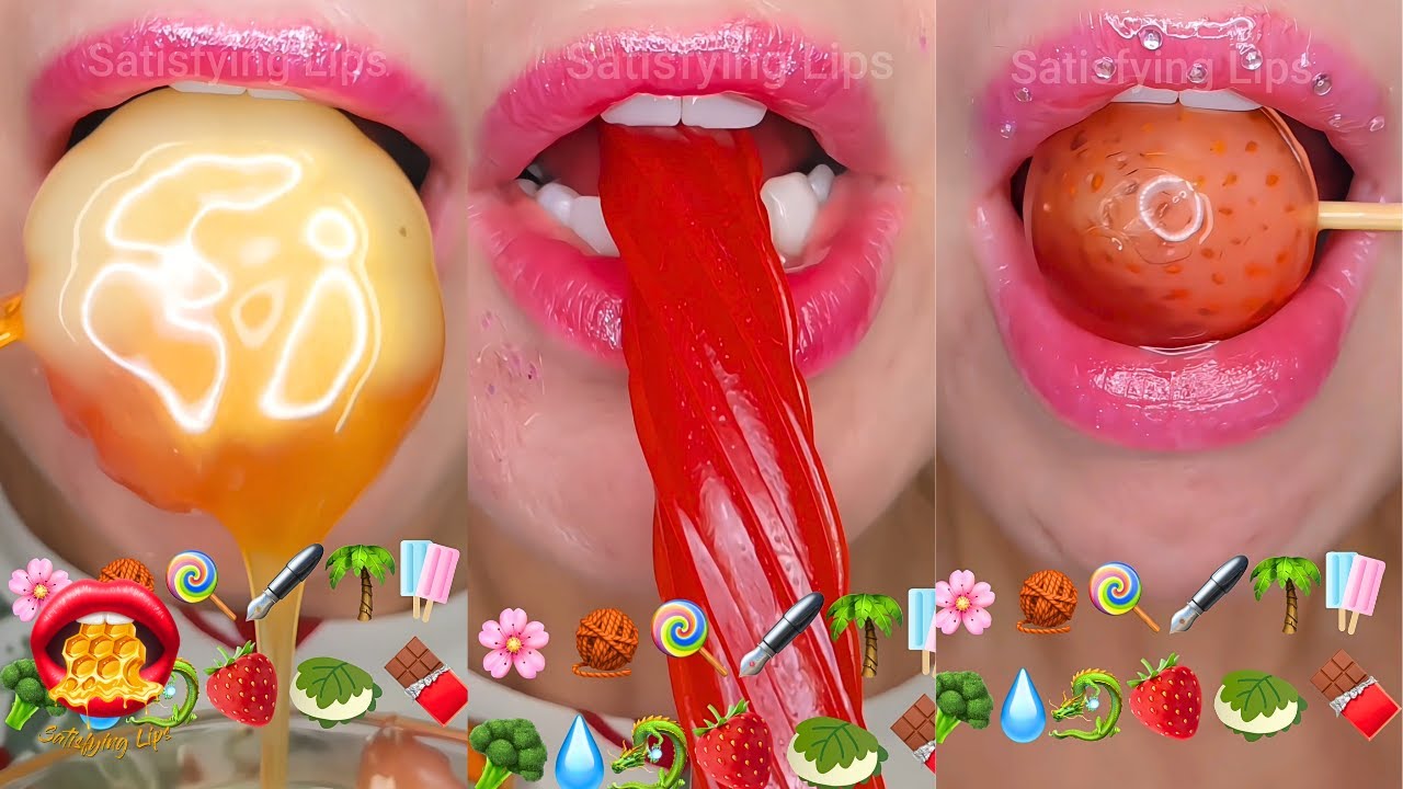 ASMR Satisfying Eating Emoji Food Challenge Honey Gummies Candy