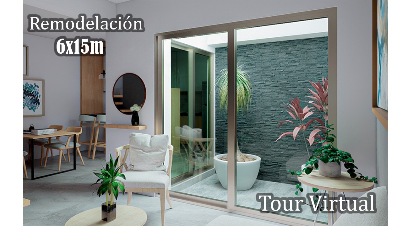 Casa INFONAVIT remodelada 6x15 metros/ Pie de casa