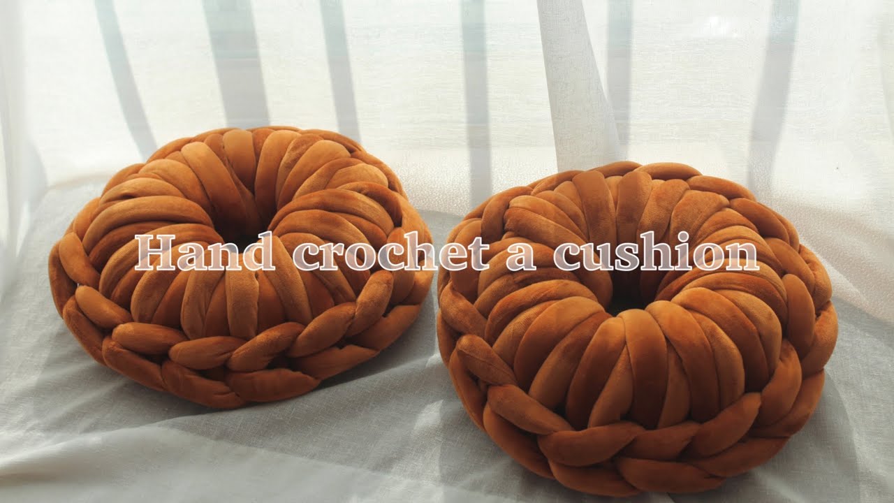 자이언트얀으로 도넛 쿠션 방석 만들기 | HOW TO HAND CROCHET A ROUND CUSHION | CHUNKY DIY| 핸드니팅 | 핑거니팅