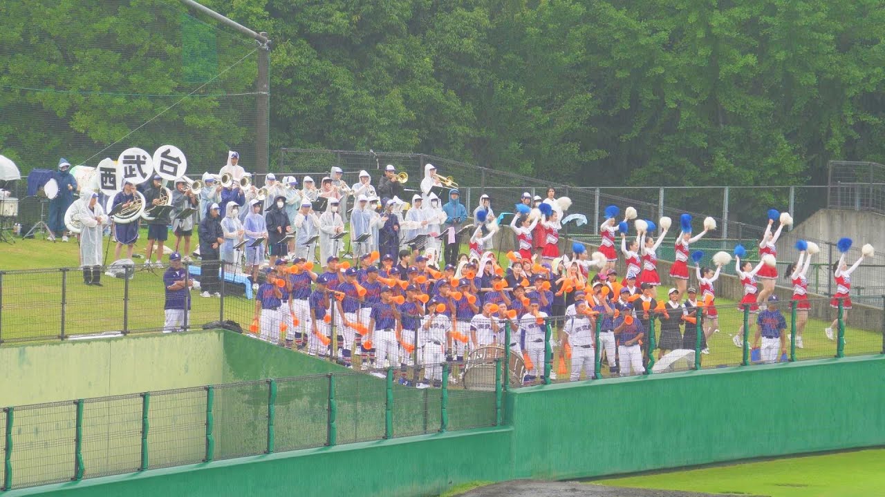 一回の攻撃の吹奏楽部による大雨の中ののんちゃん音頭　【西武台千葉高等学校】　４K