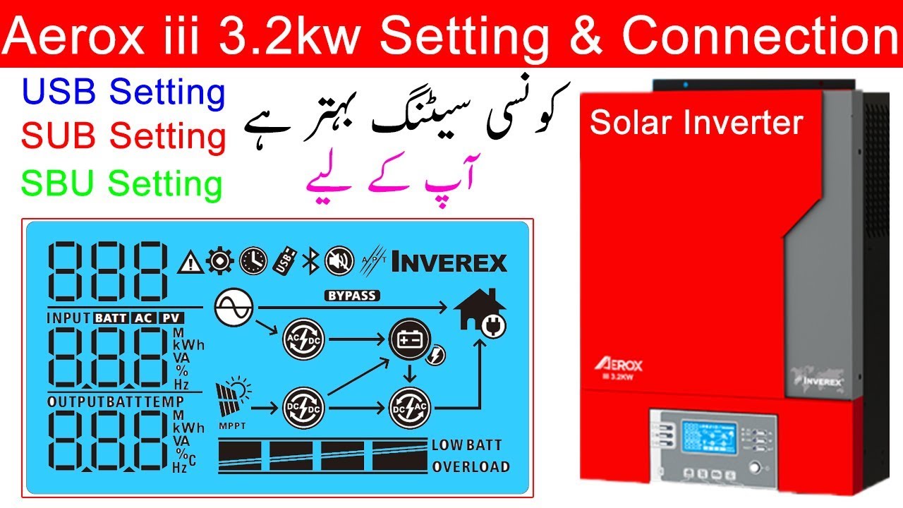 Inverex  Aerox iii 3.2kw Setting And Inverex Tubler Battery 185A Connection By DGK7 Solar System