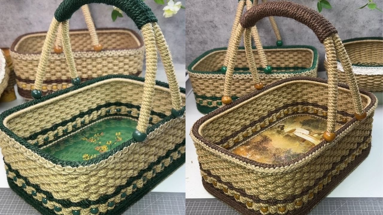 Easy Craft a Handle Basket with Jute Rope and Foam Board for Beginners at Home#diy #handmade #craft