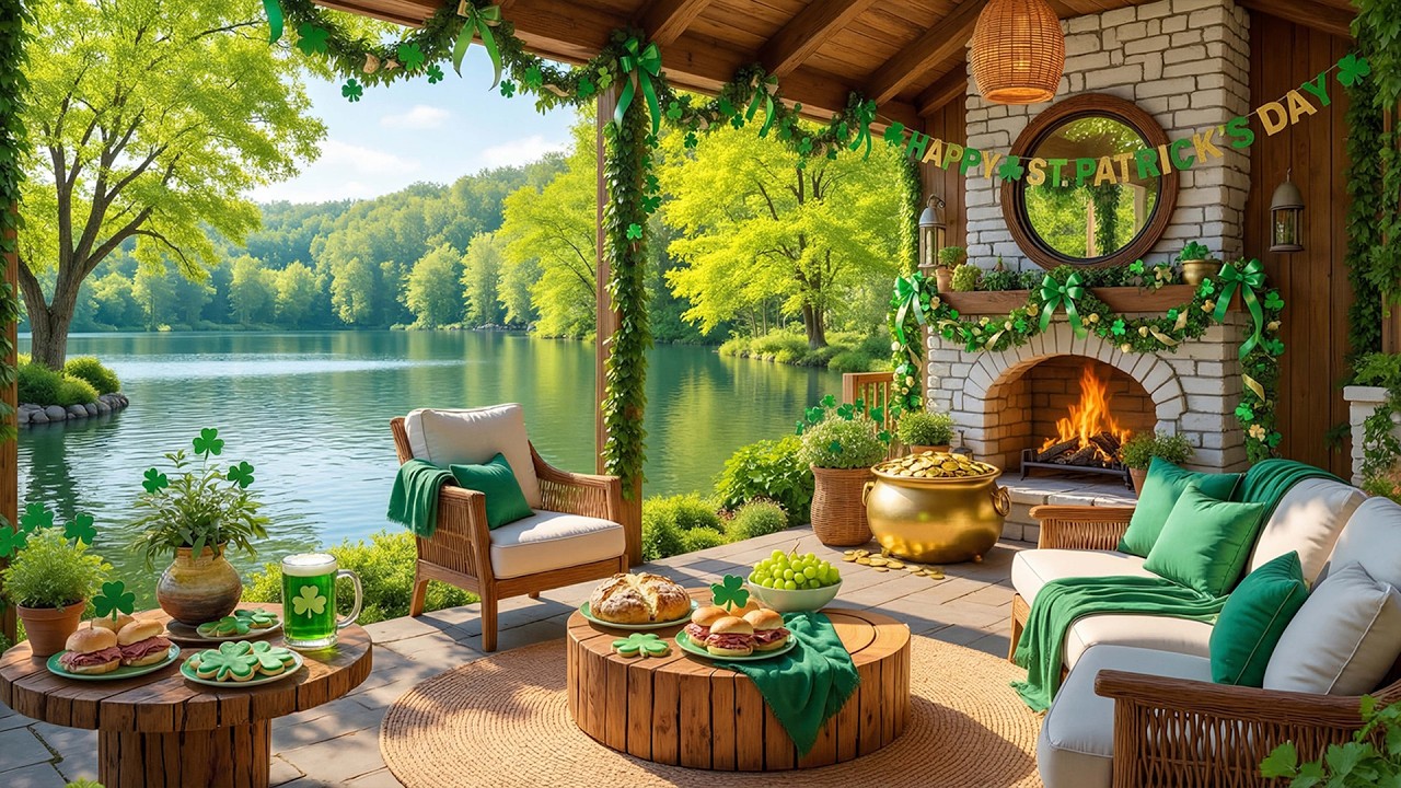 St Patrick’s Day Fireplace Retreat 🍀 Relaxing Irish Piano Instrumentals Music🍀Happy St Patrick’s Day