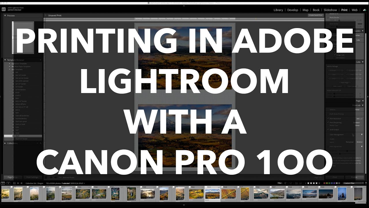 Печать в Adobe Lightroom на принтере Canon Pro 100