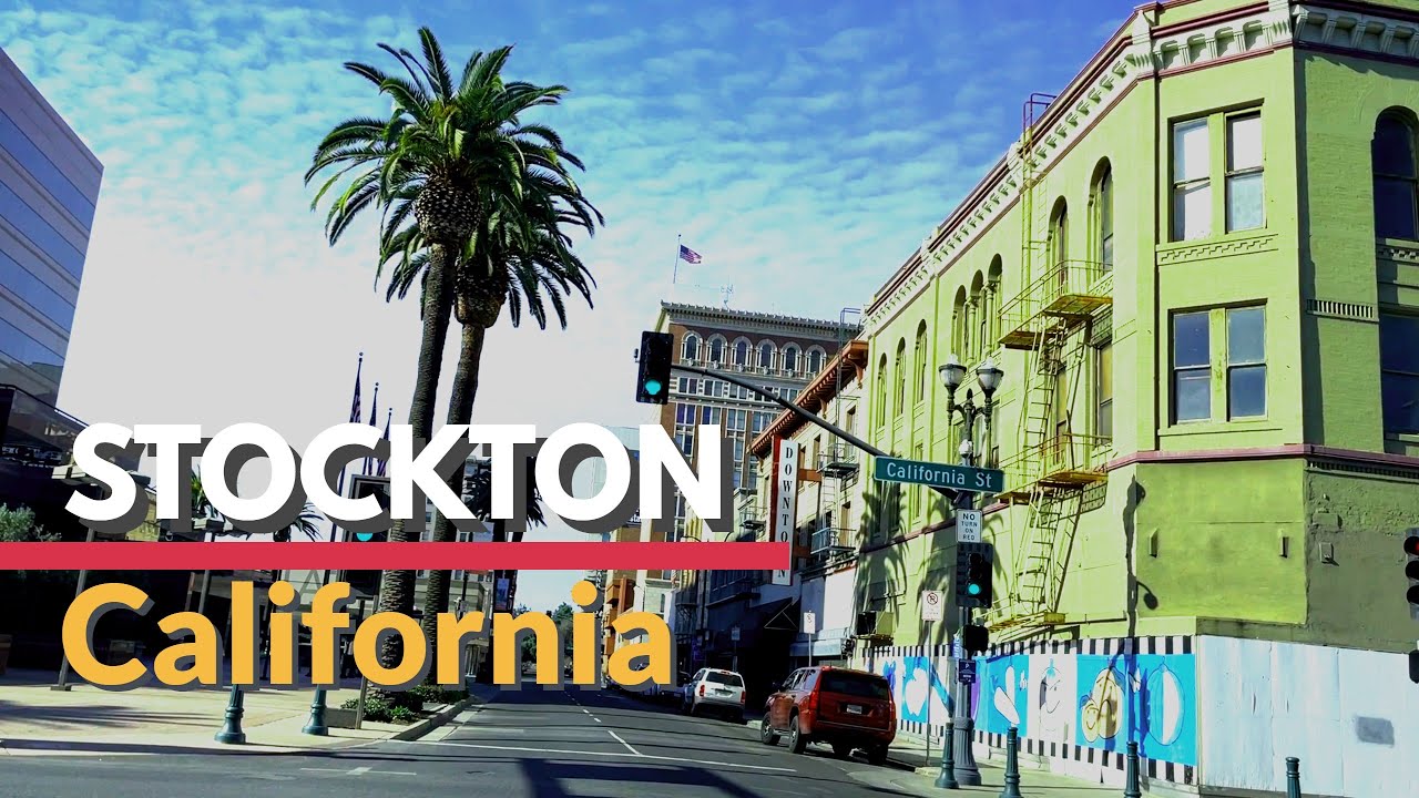 Driving Downtown, Stockton, California, USA, Driving tour video