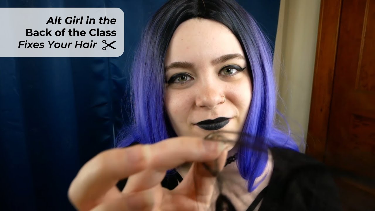 ASMR 🖤 Alt Girl in the Back of Class Fixes Your Hair ✂️ Combing & Cutting Your Hair | Soft Spoken RP