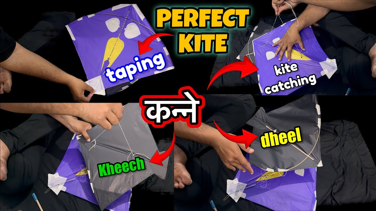 patang ke कन्ने कैसे बांधते है , specail kite knots , kite taping , kite looting , sunday patangbaji