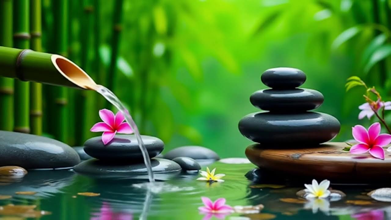 Relaxation Piano and Bamboo Water Sounds 🌿 Deep Sleep, Meditation & Healing Music, Calm Piano Music