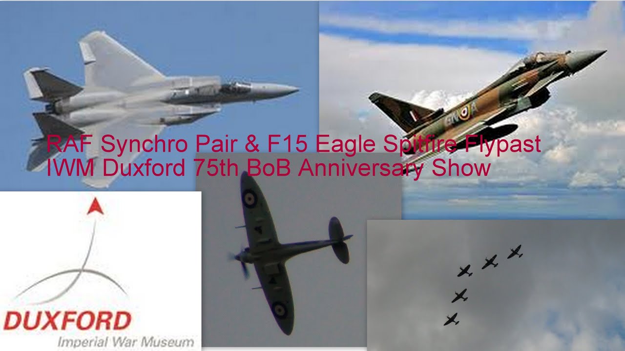 F15 Flypast & RAF Synchro Pair Duxford 75th Anniversary