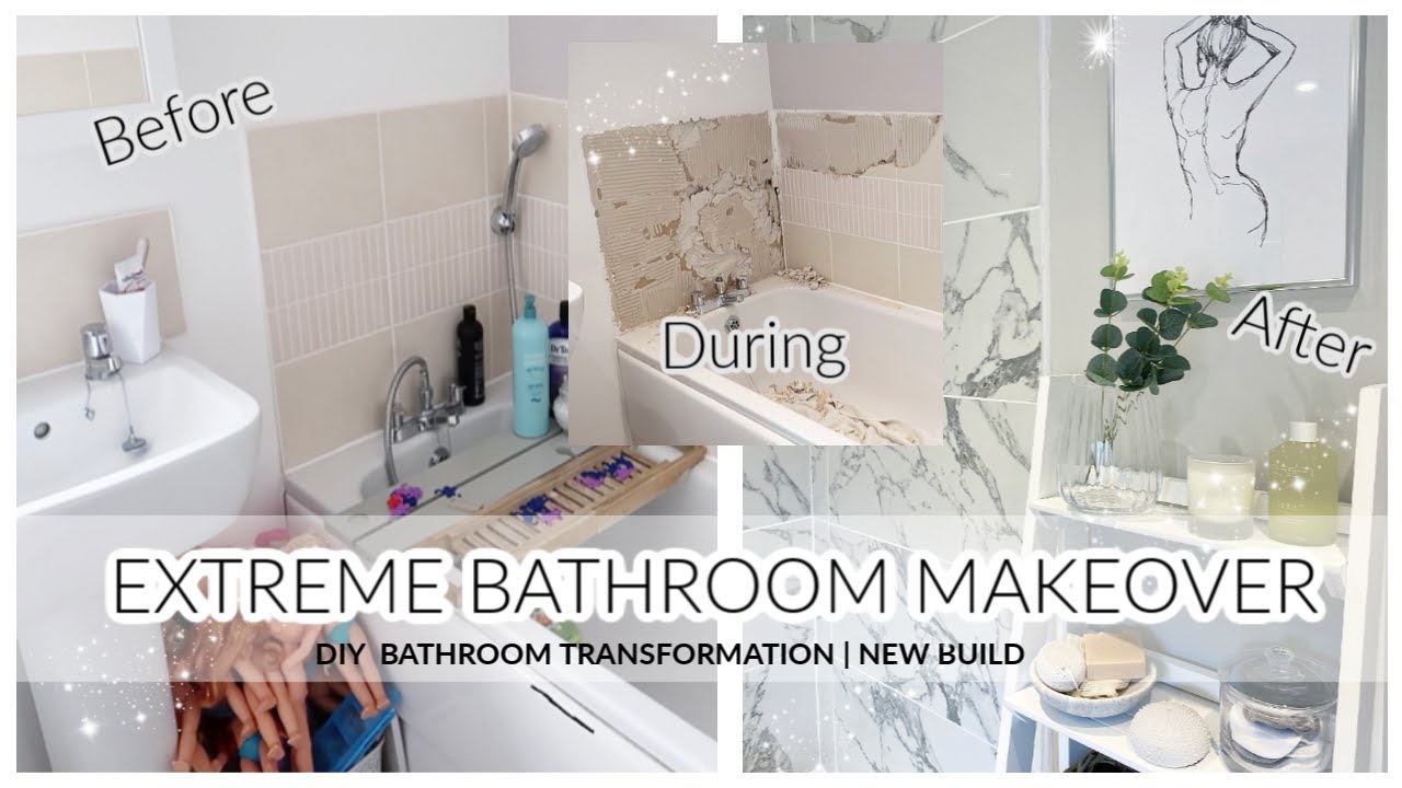 EXTREME BATHROOM MAKEOVER | SMALL BATHROOM | DIY MAKEOVER ON A BUDGET | BEFORE & AFTER | NEW BUILD