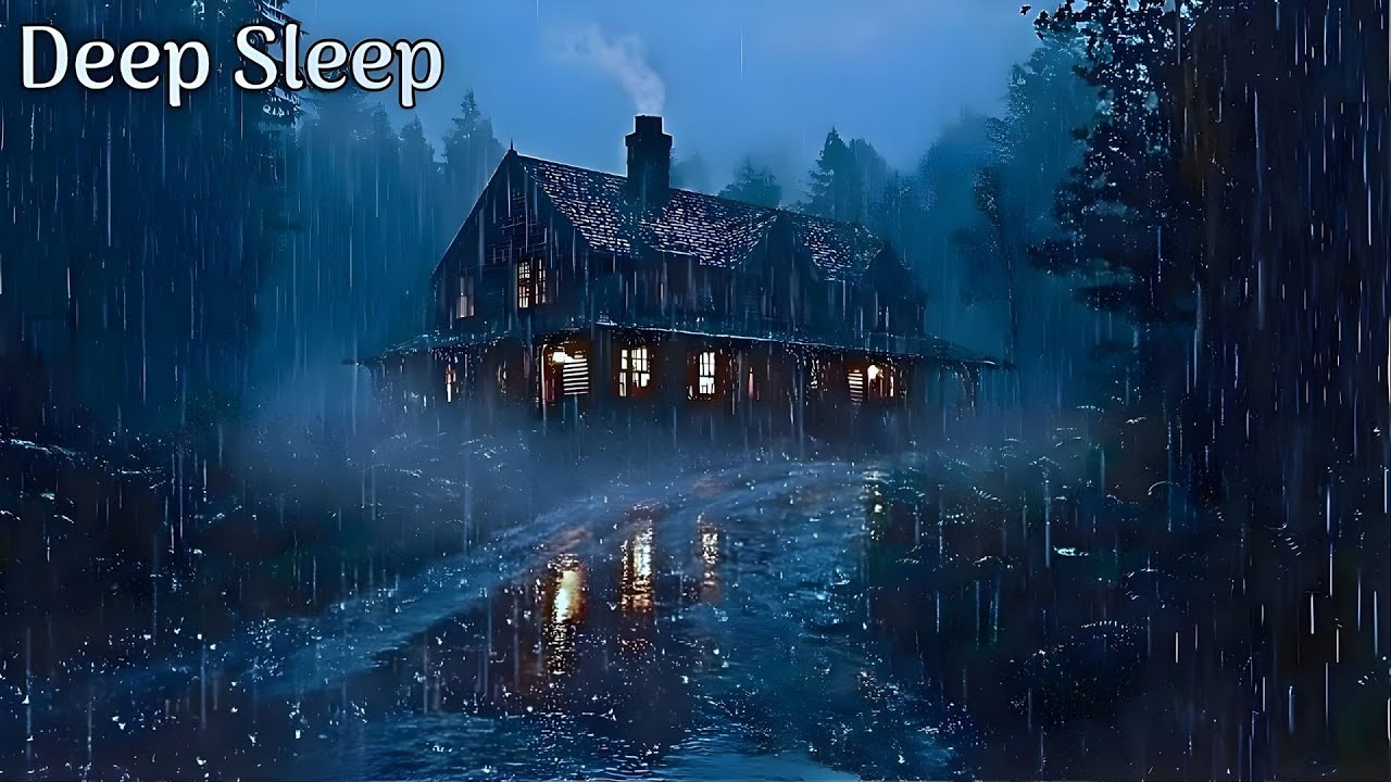 Rainy Forest Cabin Ambience | Cozy Night, Fireplace & Deep Relaxation | Black Screen Sleep Sounds