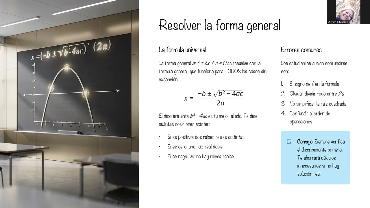 Resolución de cuadráticas de diversas formas