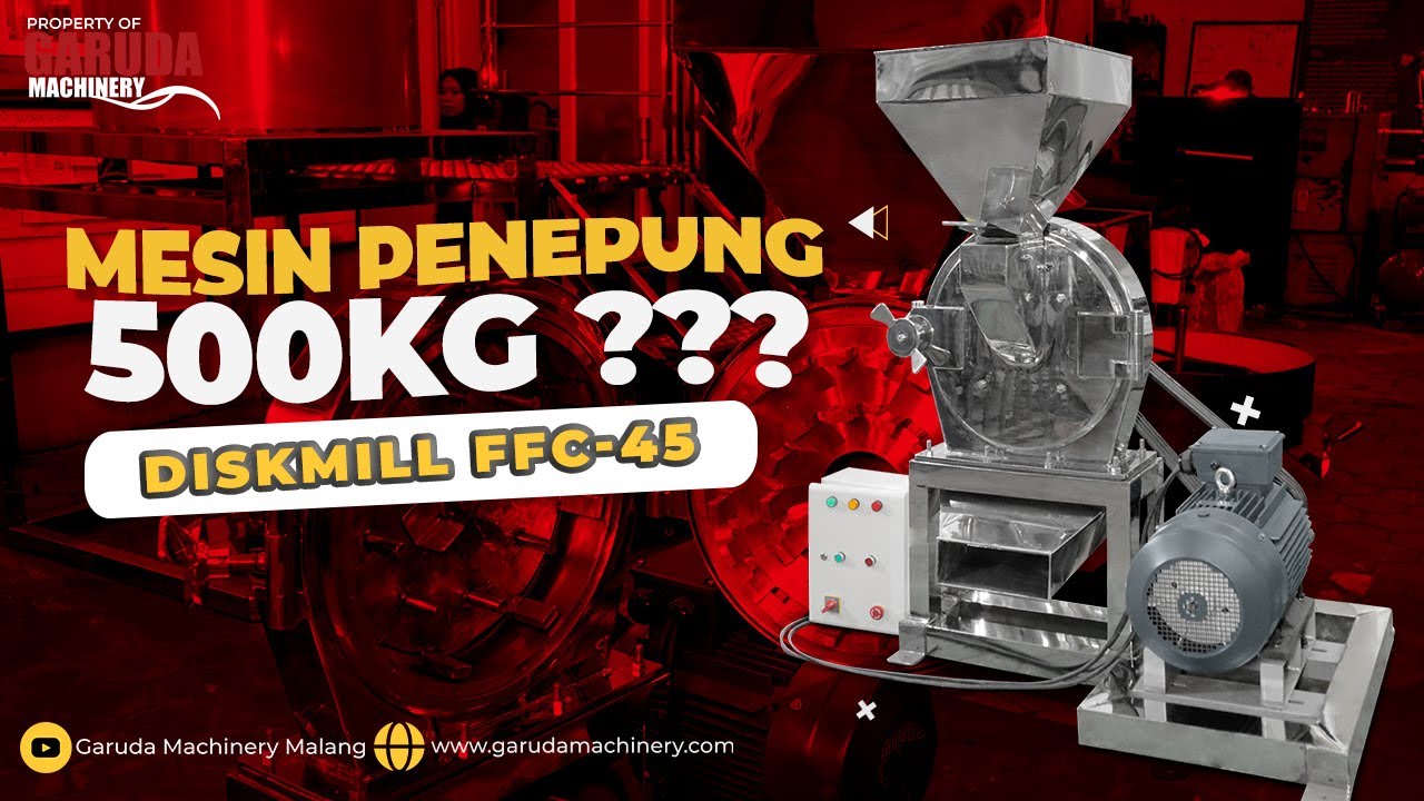 Penggiling Gula Semut full stainless Steel 500 KG | MESIN DISKMILL FFC-45 PENGGERAK DINAMO🔥