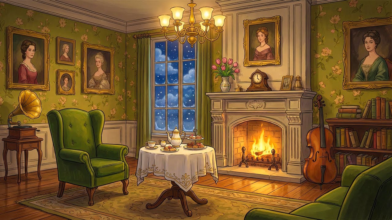 It’s a cozy snowy night in the 1950s in a Victorian mansion and you’re listening to vintage music