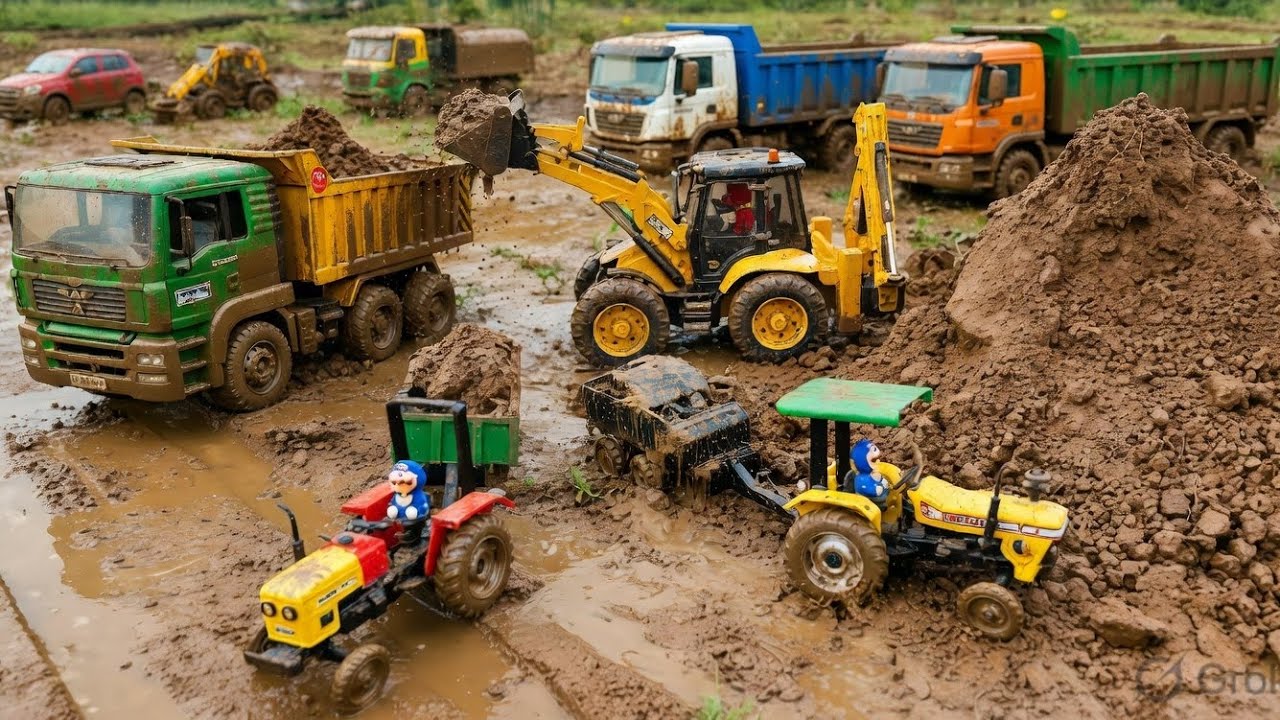 Truck Stuck in Deep Mud 😱 | Tractor Pulling & JCB Loading Accident 🚜💥