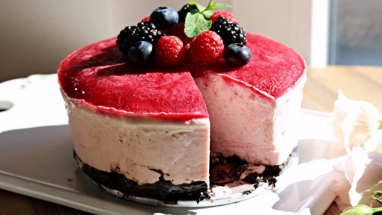 RASPBERRY YOGURT CHEESECAKE - No Bake Cake