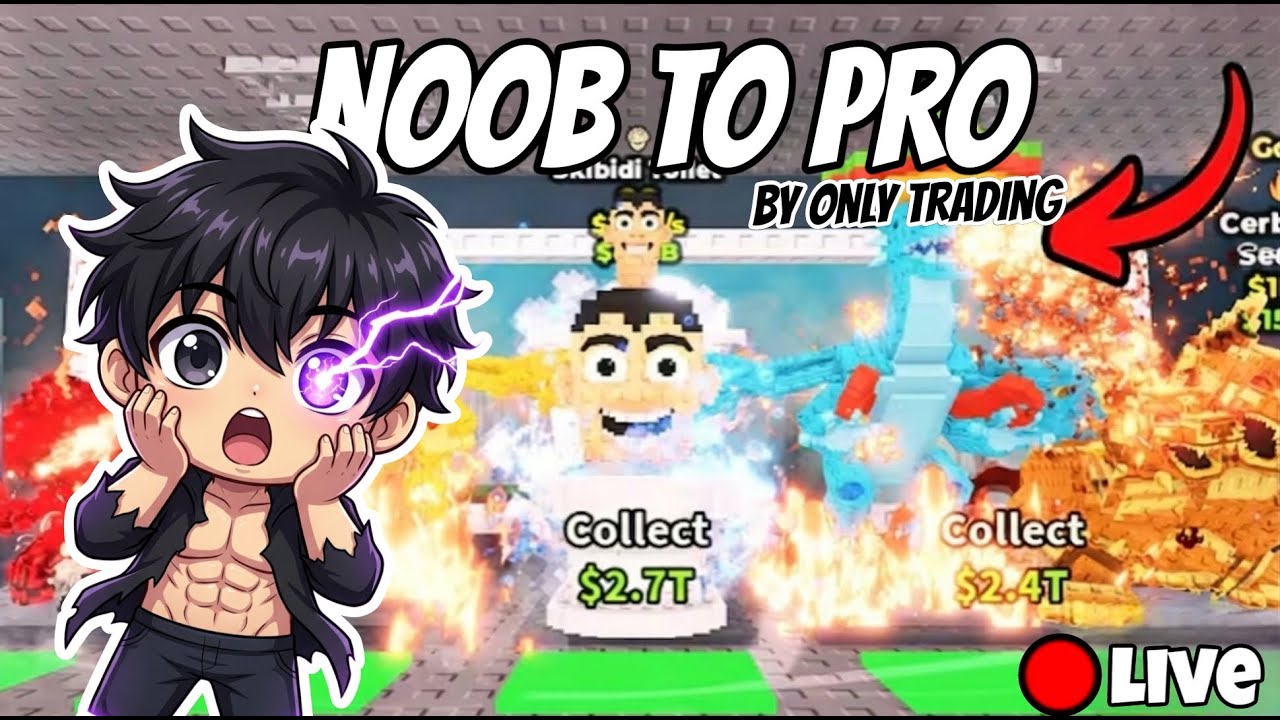 NOOB TO PRO BY ONLY TRADING 🔥 Steel A Brainrot TRADING LIVE  With Subscribers #roblox #gaming #live