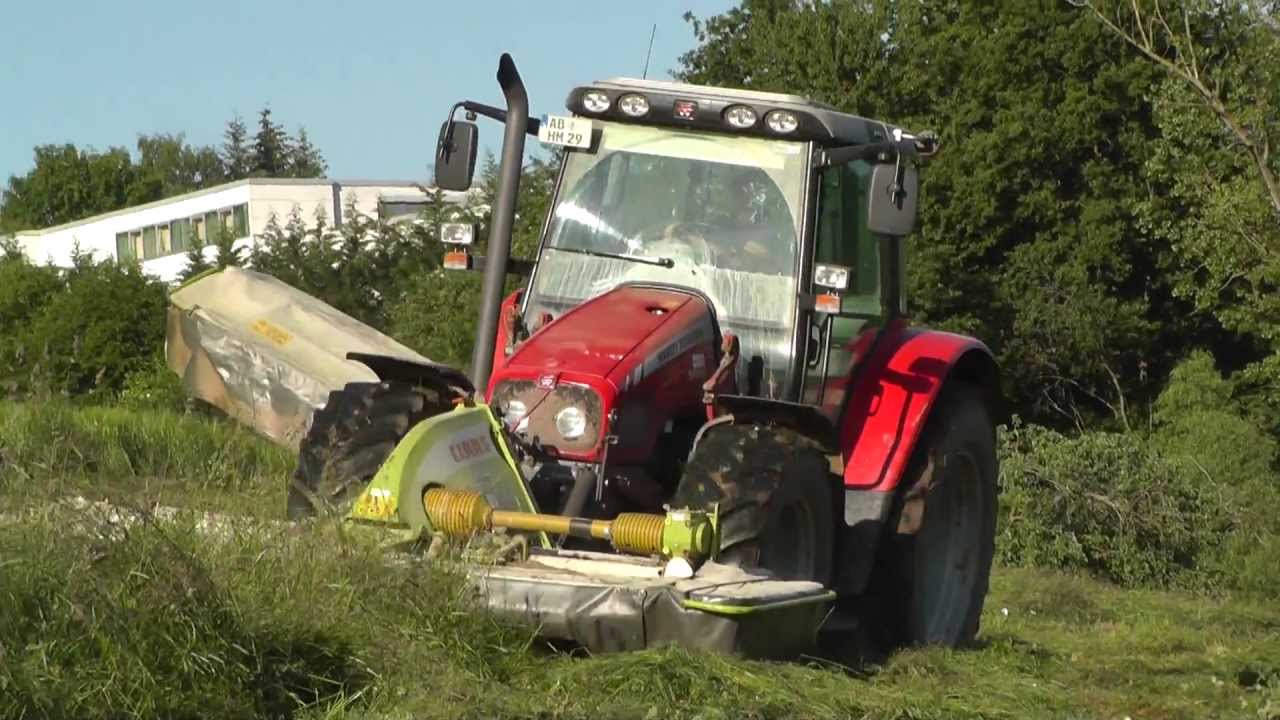 Gras mähen mit Massey Ferguson 5445 und Claas Mähkombination![HD]