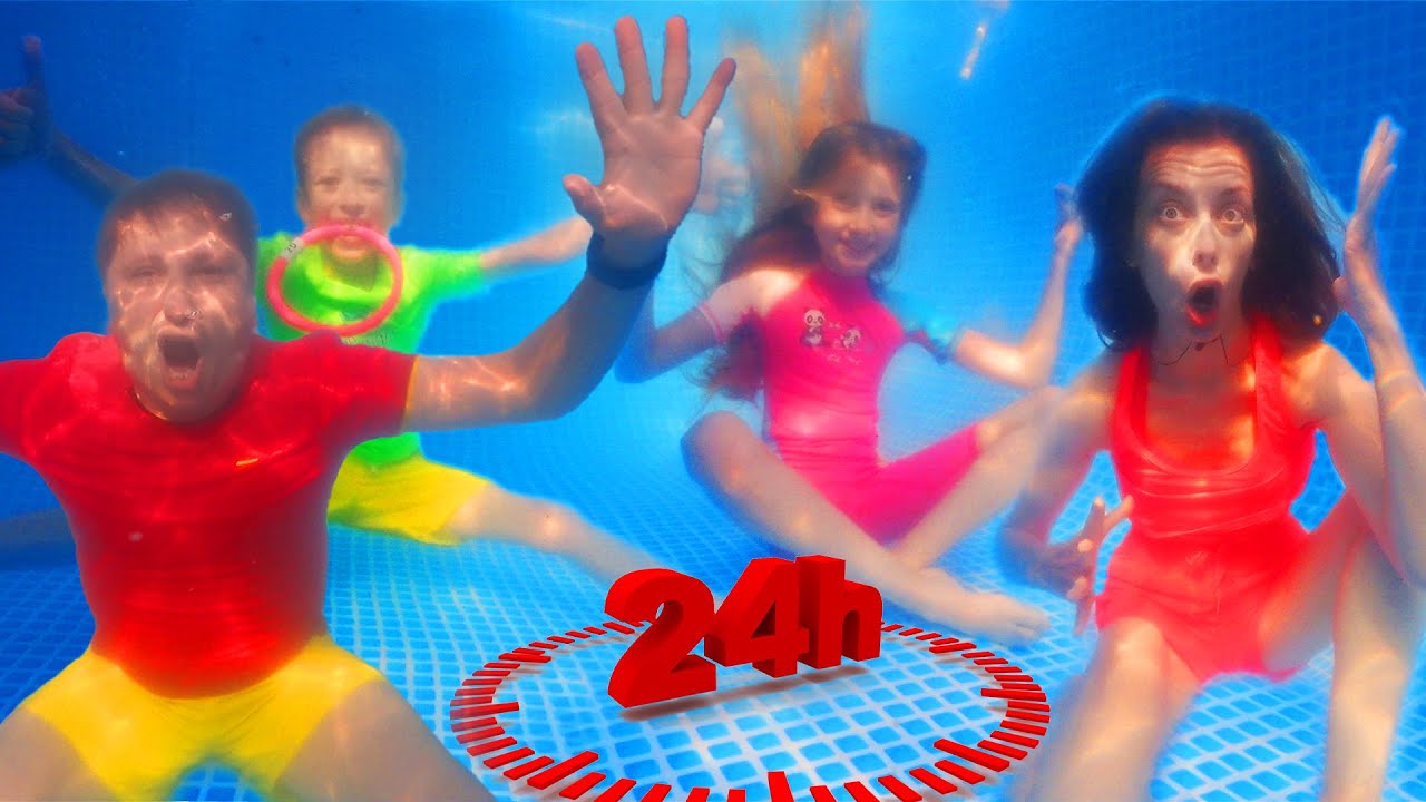 👙 CINE mă IMITĂ sub APĂ ⏰ 24 de Ore &icirc;n PISCINĂ 🌊