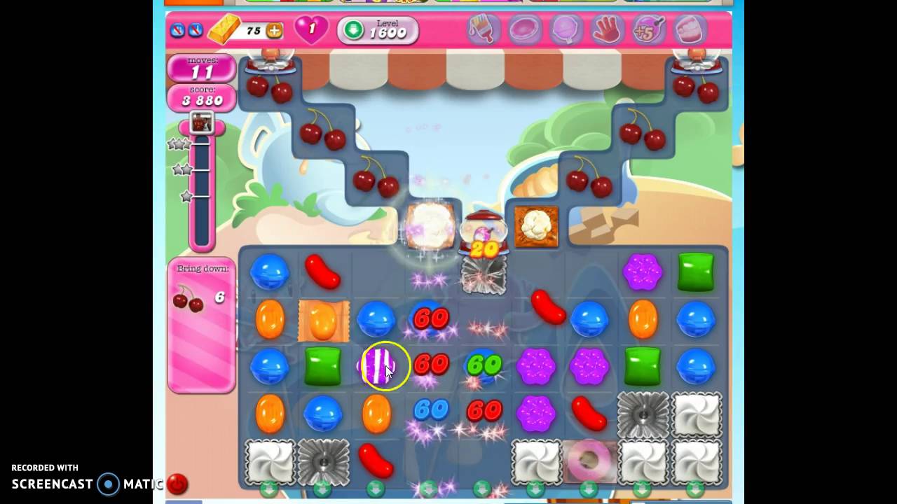 Candy Crush Level 1600 help w/audio tips, hints, tricks
