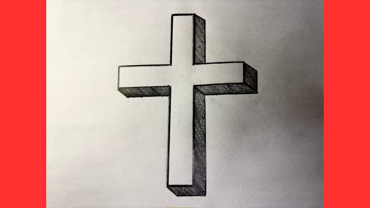 Como Desenhar uma Cruz 3D F&aacute;cil e R&aacute;pido