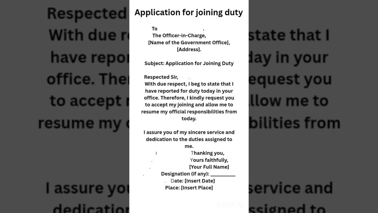 Application for joining duty #shorts #youtubeshorts #easylearning #letterwriting #formalletter