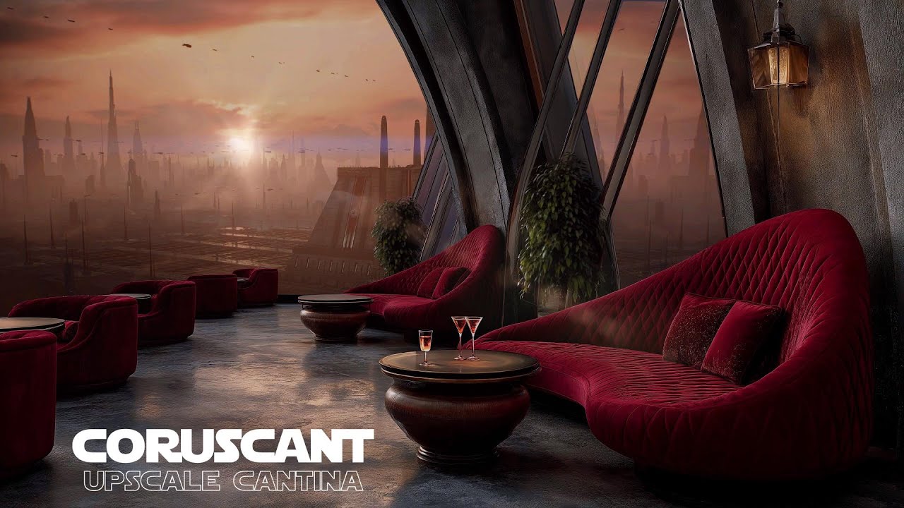 Coruscant Skyline Lounge | Upscale Cantina Music, Distant Speeders, & Light Walla