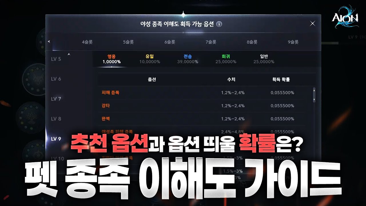 [아이온2] 펫 이해도 완전 정복 가이드🔥추천 옵션과 옵션 띄울 확률은?(안보면 손해)