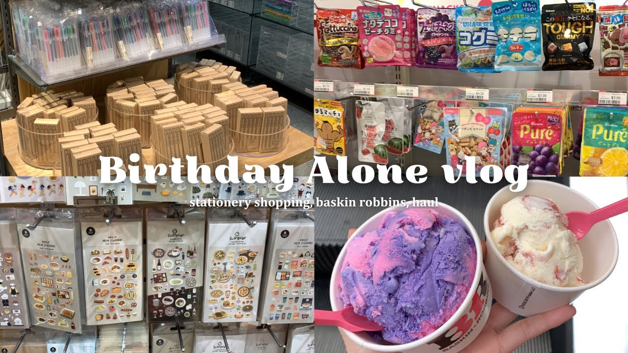 Birthday Alone vlog 🎂🎈 | Stationery shopping, Muji, Baskin Robbins, Haul | 20240722 🥳