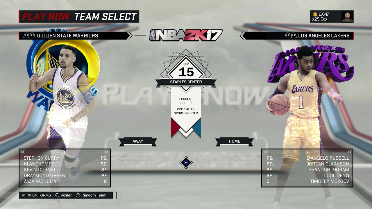 NBA 2K17 - PS4 Gameplay - Play Now - Golden State Warriors Vs Los Angeles Lakers [1080p60]